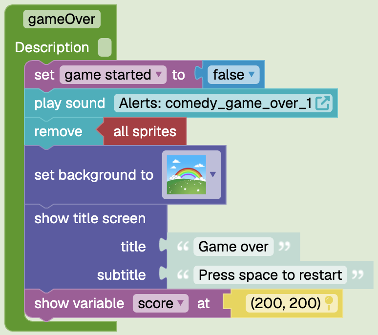 Define gameOver Function