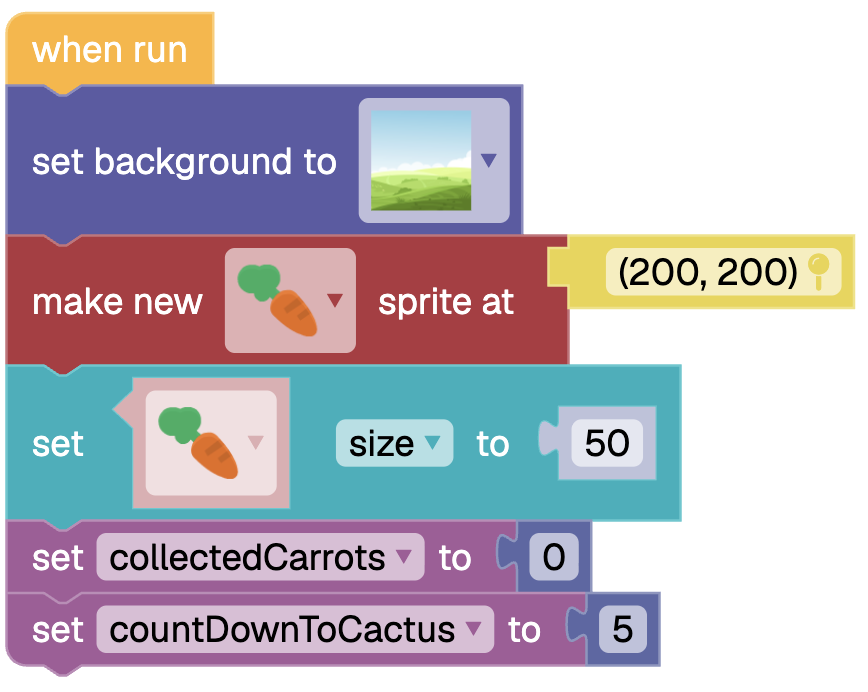 Set up the game blocks