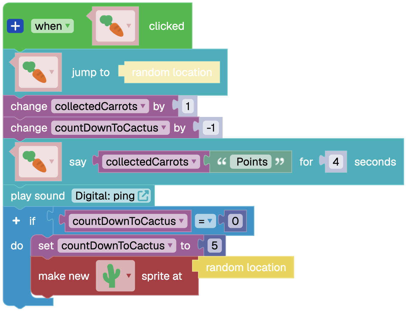 Collect a carrot blocks