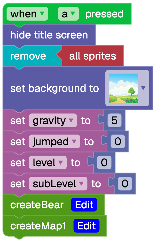 Start Game on "A" Key Press