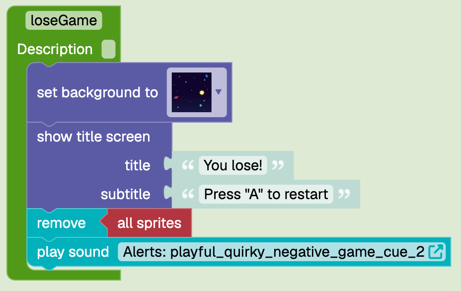 Lose Game Function